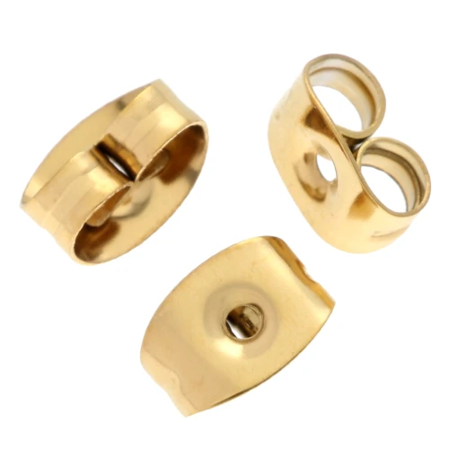 Earring backs - Poussettes pour clous d'oreilles 6x4 mm - Stainless steel 304 Gold x10