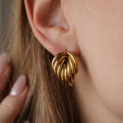 Design earrings 25x19 mm - 304 Gold stainless steel x2