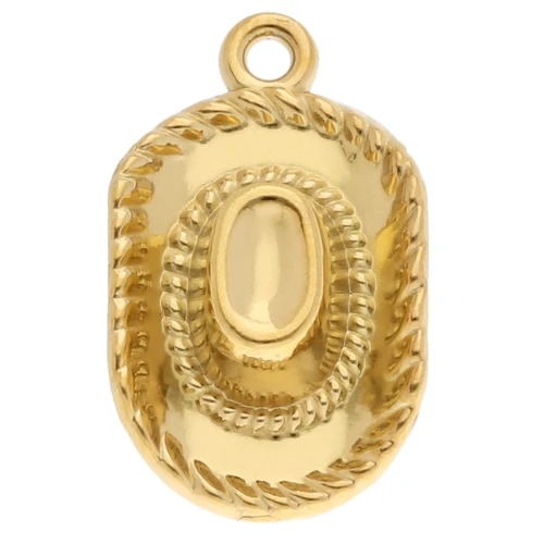 Cowboy hat pendant 23x14 mm - 304 stainless steel, gold-plated x1