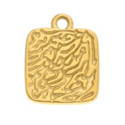 Square charm 15.5x12 mm with butterfly and epoxy pattern - 304 Gold stainless steel - Nude