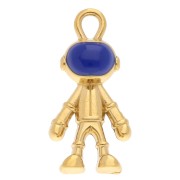 23.5x11.5 mm cosmonaut pendant with epoxy resin - 304 Gold stainless steel - Blue|raw }}