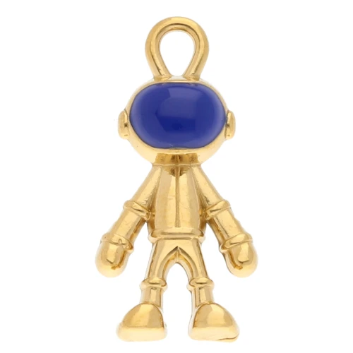 23.5x11.5 mm cosmonaut pendant with epoxy resin - 304 Gold stainless steel - Blue