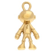 23.5x11.5 mm cosmonaut pendant with epoxy resin - 304 Gold stainless steel - Blue