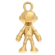 23.5x11.5 mm cosmonaut pendant with epoxy resin - 304 Gold stainless steel - Blue