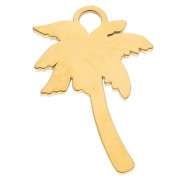 Palm tree pendant 25x17 mm with epoxy resin - 304 Gold stainless steel - Green x1