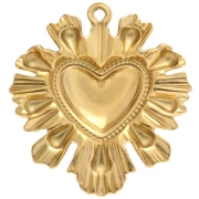 Ex-voto heart pendant 37x33 mm - 304 stainless steel, gold-plated x1