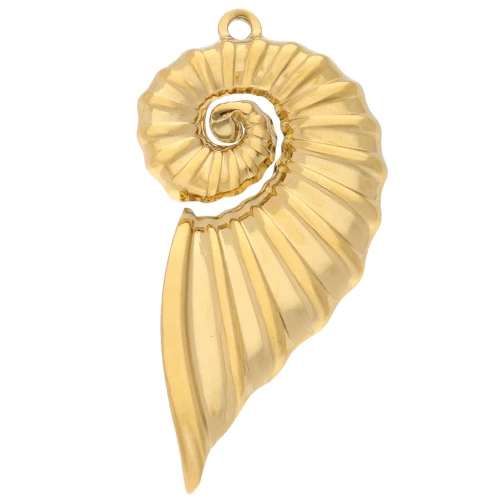 Shell pendant 45x22 mm - 304 Gold stainless steel x1