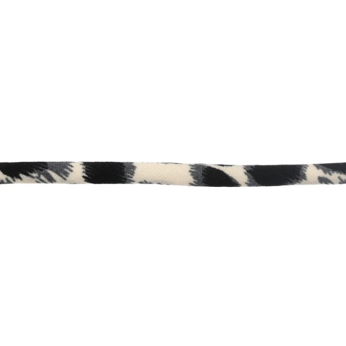 5 mm round fabric cord - leopard pattern - Beige - Grey - Black x1m
