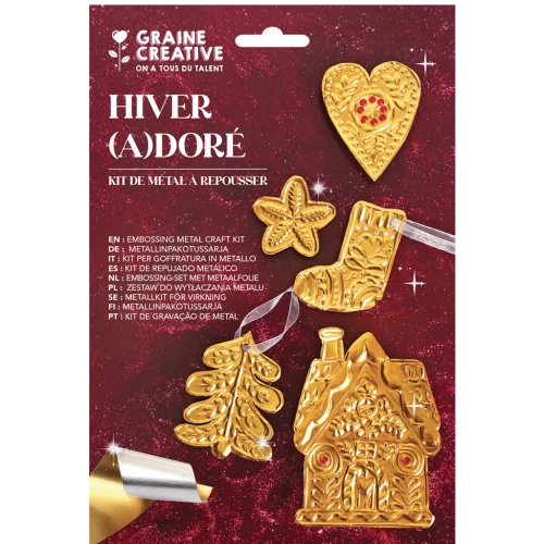 Metal embossing kit - Graine Creative - Hiver (a)doré - Doré - argenté x1