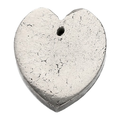 18x16 mm flat heart gemstone pendant - Pyrite x1