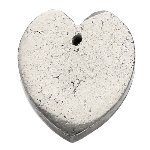 18x16 mm flat heart gemstone pendant - Pyrite x1