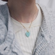 18x16 mm flat heart gemstone pendant - Pyrite x1