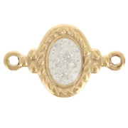 Gift - Oval spacer 22x13mm - 304L gold stainless steel - White spangled