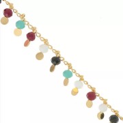 Gift - Beaded chain rombo mesh 1.8 mm faceted beads 3.5 mm - Gold x20cm