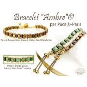 Glass beads Piros® by Puca® 2x5 mm - Bronze Green x10g
