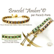 Glass beads Piros® by Puca® 2x5 mm - Bronze Green x10g