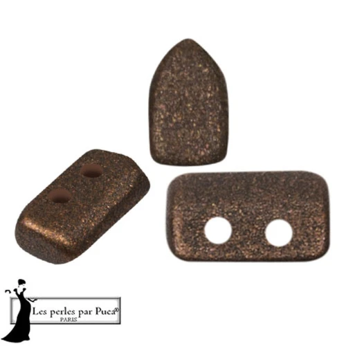 Glass beads Piros® by Puca® 2x5 mm - Bronze Maroon x10g
