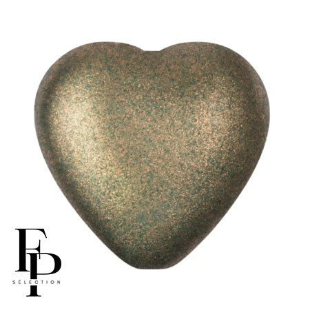 Glass heart bead 16x15 mm - Bronze Green x1