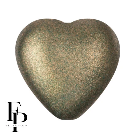 Glass heart bead 16x15 mm - Bronze Green x1