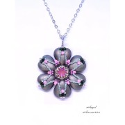 Glass heart bead 16x15 mm - Bronze Grey x1