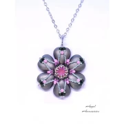 Glass heart bead 16x15 mm - Bronze Rose x1