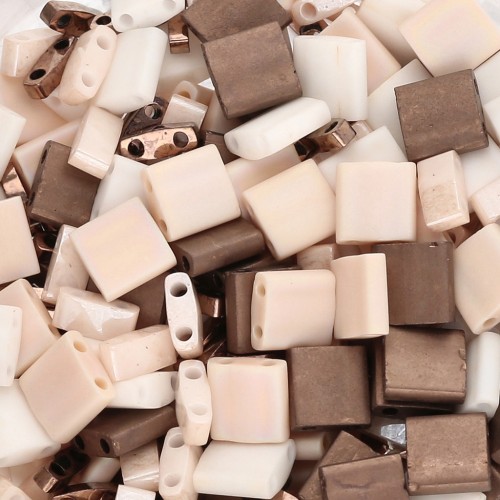 Miyuki Beads Mix - Quarter - Half and Tila Beads - Sparkling Latte x10g