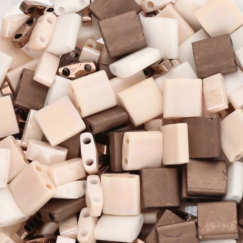 Miyuki Beads Mix - Quarter - Half and Tila Beads - Sparkling Latte x10g
