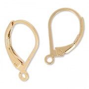 Leverback earrings 15 mm Pink fine Gold plated x2|raw }}