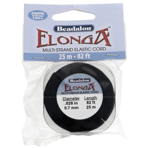 Elonga elastic cord 0.7 mm - Multi-strand - Black x25m