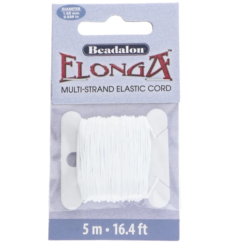 Elonga elastic thread 1 mm - Multi-strand - White x5m