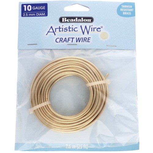 Artistic Wire Brass Wire 2.5 mm - Raw, Anti-Tarnish Treated x 7.6 m