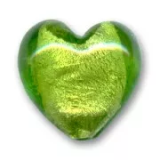 Silver foil hearts 20mm Light Olivine x4