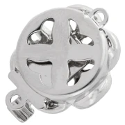 14 mm clip-on flower clasp with imitation mother-of-pearl pearl - White bronze x1