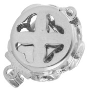 14 mm flower clasp - White bronze x1