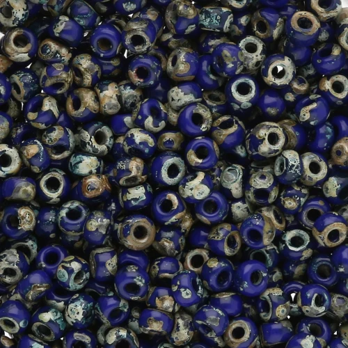 Rocaille Miyuki 8/0 4518 - Opaque Cobalt Picasso x8g