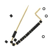 Decorative brooch with beads, charms & pompons 26 mm - Gold x1