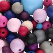 Wooden bead assortment - Blue - Pink x50g|raw }}