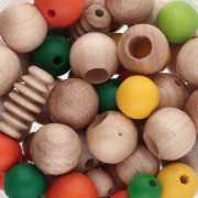 Wooden bead assortment - Green - Orange x50g|raw }}