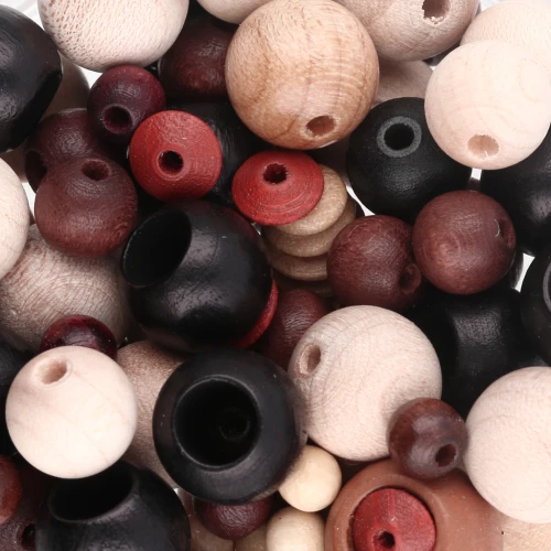 Wooden bead assortment - Beige - Brown x50g