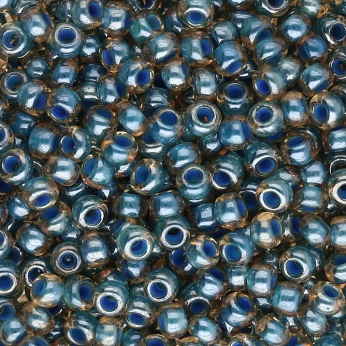 Preciosa 8/0 Seed Beads - 3 mm - Light Topaz Lined Blue Sfinx x20g