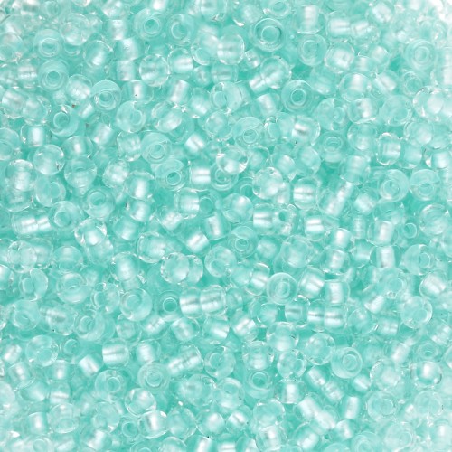 Preciosa 11/0 2 mm seed beads - Crystal Lined Green Bead x 20 g