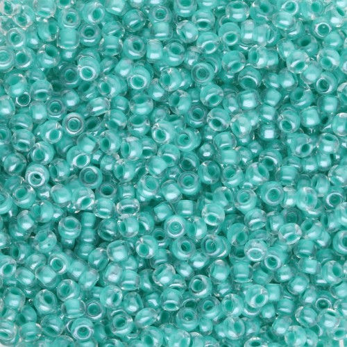 Preciosa 11/0 2 mm seed beads - Crystal Lined Green Sfinx x20g