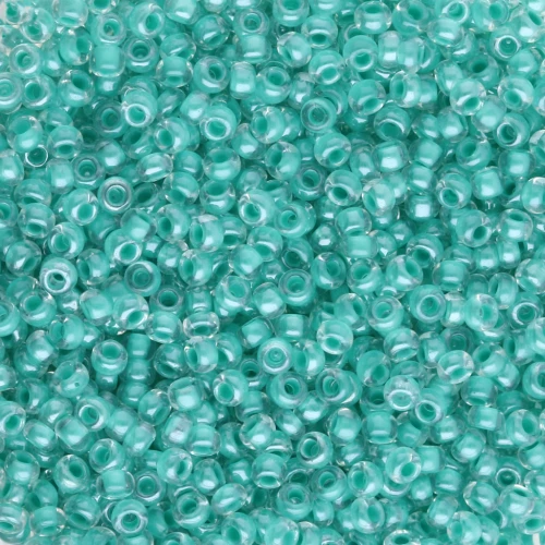 Preciosa 11/0 2 mm seed beads - Crystal Lined Green Sfinx x20g