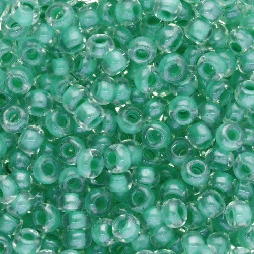 Preciosa 8/0 3 mm seed beads - Crystal Lined Green Sfinx x20g