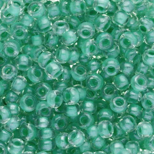 Preciosa 8/0 3 mm seed beads - Crystal Lined Green Sfinx x20g