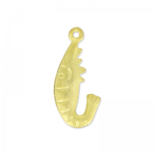 Shrimp charm 20 mm satin gold tone x1
