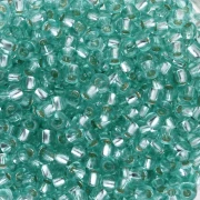 Preciosa 8/0 Seed Beads, 3 mm - Solgel - Green 2 Dyed Crystal Silver Lined, 20 g
