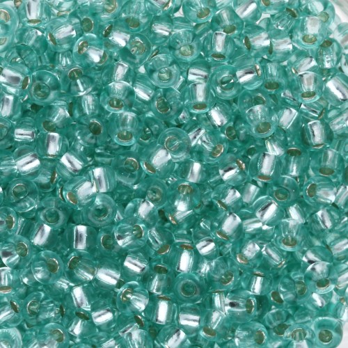 Preciosa 8/0 Seed Beads, 3 mm - Solgel - Green 2 Dyed Crystal Silver Lined, 20 g