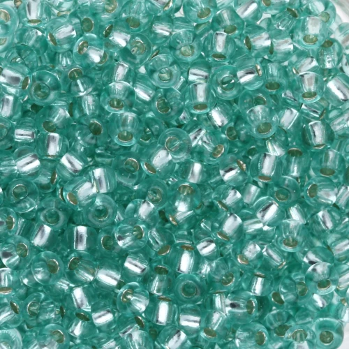 Preciosa 8/0 Seed Beads, 3 mm - Solgel - Green 2 Dyed Crystal Silver Lined, 20 g