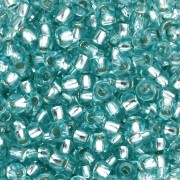 Preciosa 8/0 3 mm Seed Beads - Solgel - Blue-Green Dyed Crystal with Silver Lining x 20 g